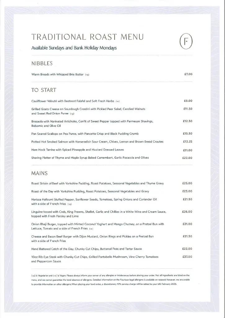 Menu_Fourteen Sky Bar & Restaurant_Water Eaton_image_3