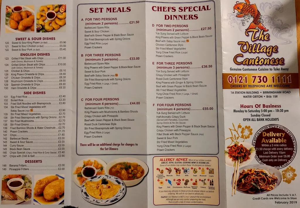Menu_The Village Cantonese_Water Orton_image_3