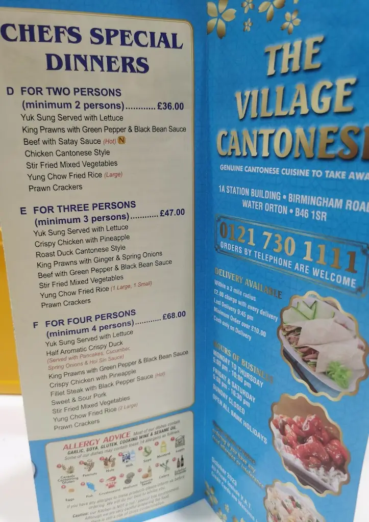 Menu_The Village Cantonese_Water Orton_image_4