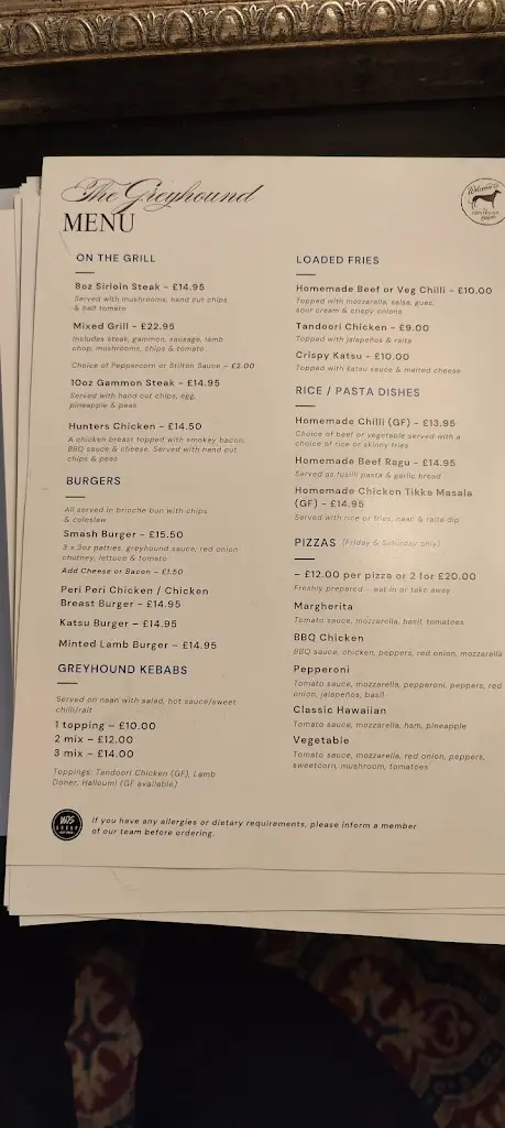 Menu_The Greyhound Inn_Belper_image_1