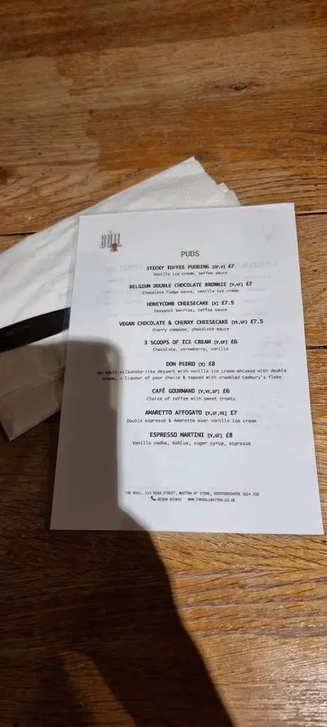 Menu_The Bull_Watton at Stone_image_2