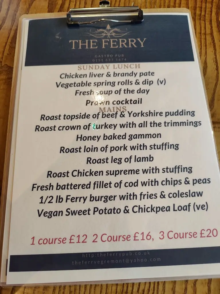 Menu_The Ferry_Wallasey_image_1