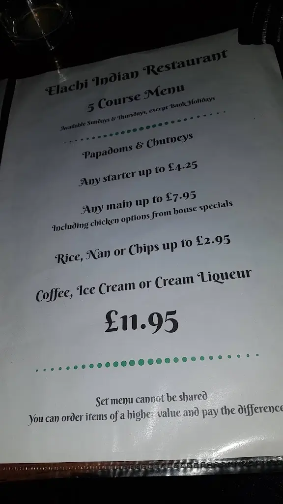 Menu_Elachi Indian restaurant in Liscard Wallasey_Wallasey_image_3