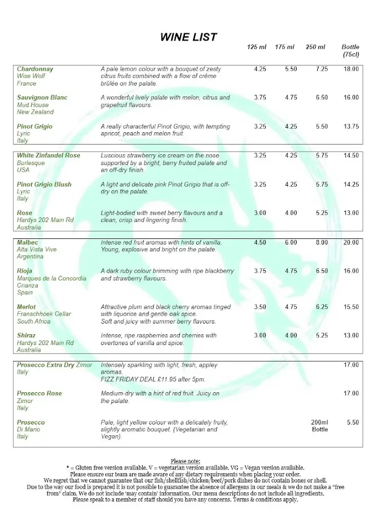 Menu_The Green Dragon at Bedale_Bedale_image_1