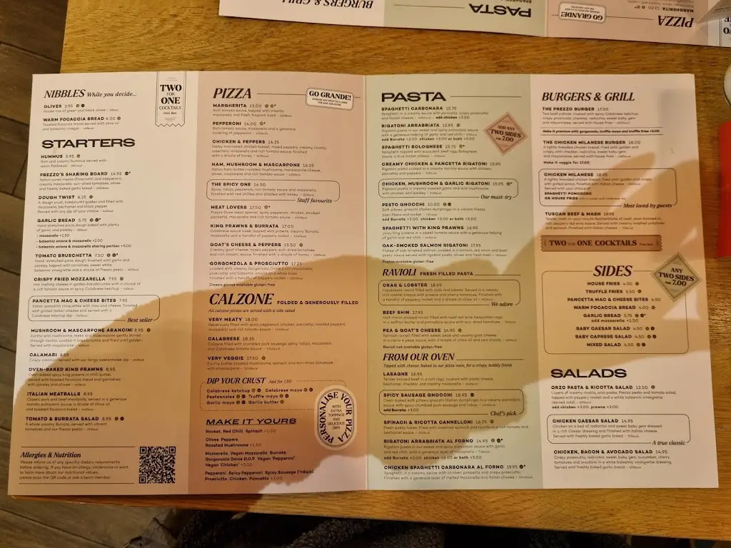 Menu_Prezzo Italian Restaurant New Brighton_Wallasey_immagine_1
