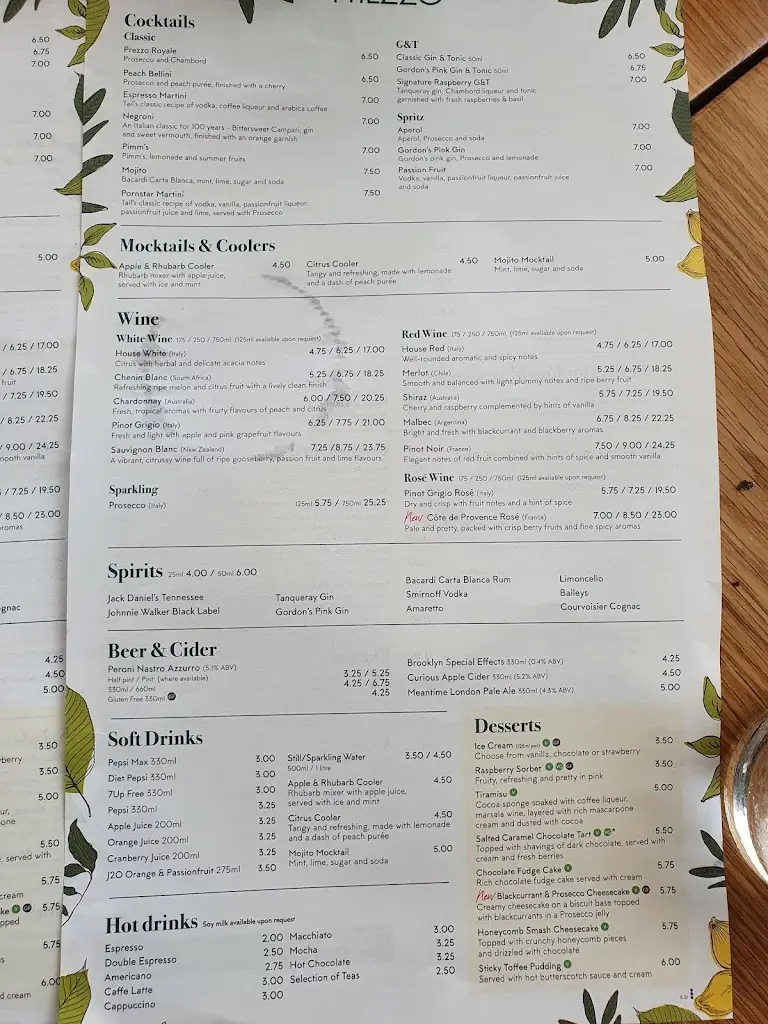 Menu_Prezzo Italian Restaurant New Brighton_Wallasey_immagine_3
