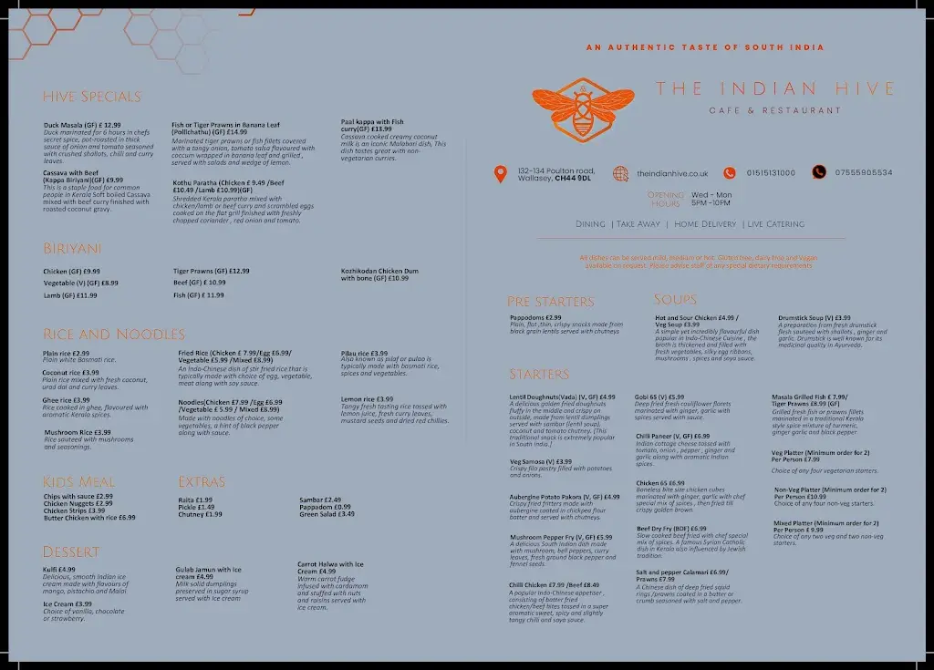 Menu_The Indian Hive_Wallasey_image_1