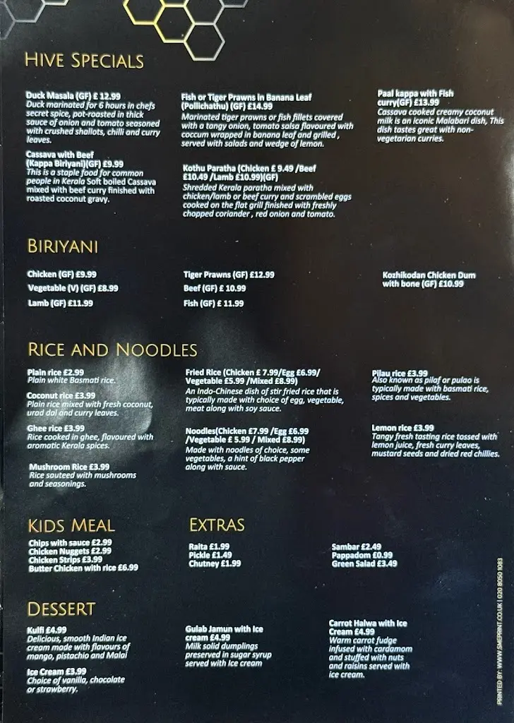 Menu_The Indian Hive_Wallasey_image_4