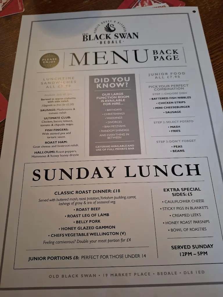 Menu_The Old Black Swan_Bedale_image_2