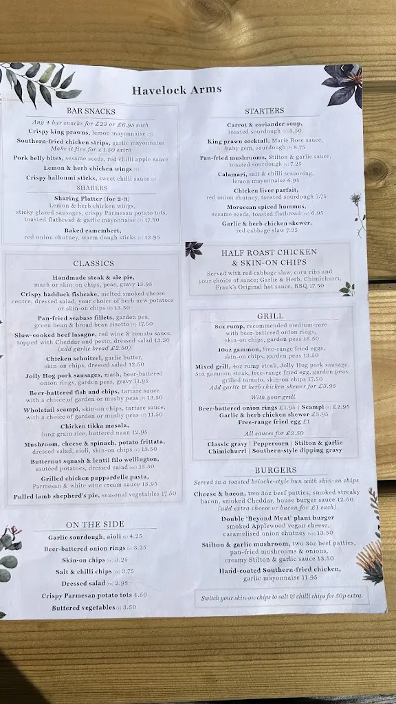 Menu_The Havelock Arms_Washington_image_3