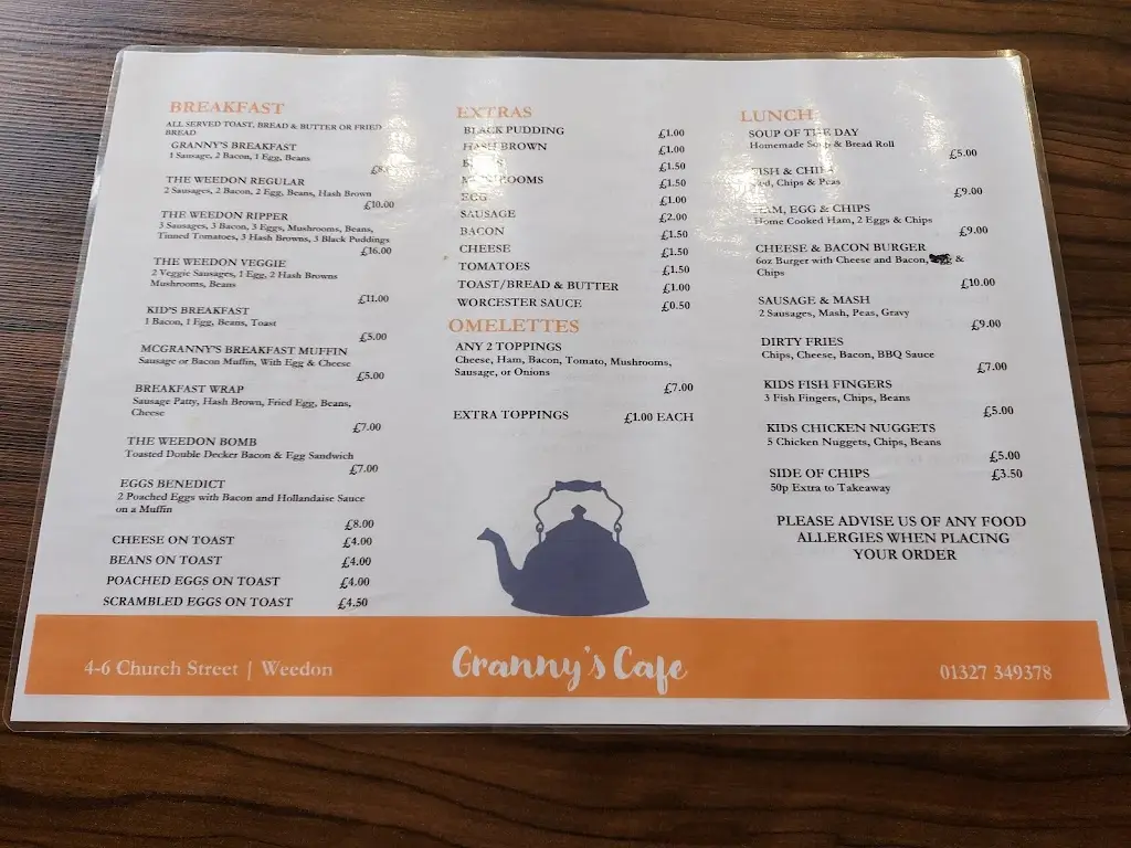 Menu_Granny's Cafe_Weedon Beck_image_1
