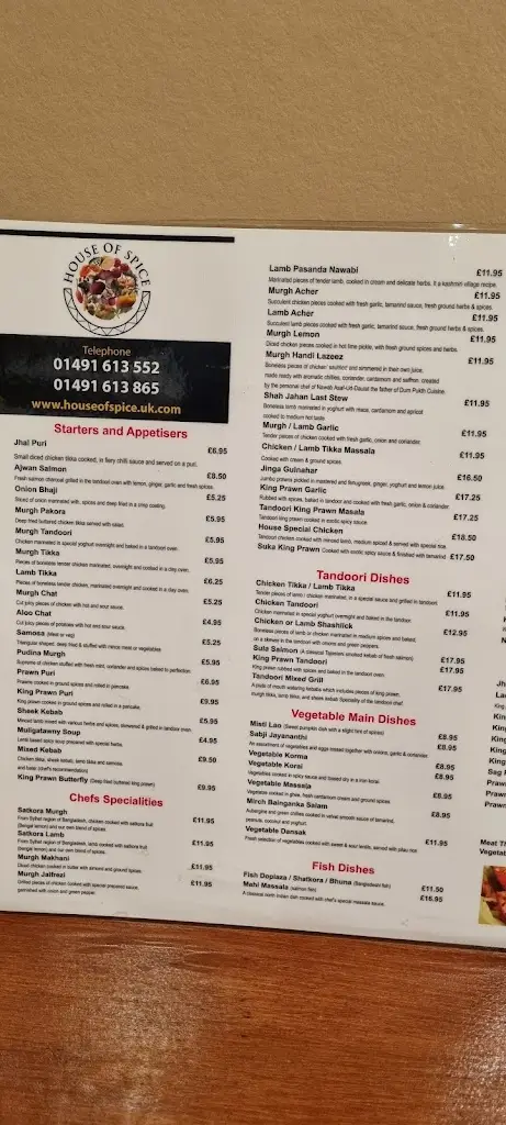 Menu_House Of Spice est 1983 Under New Management_Watlington_image_2