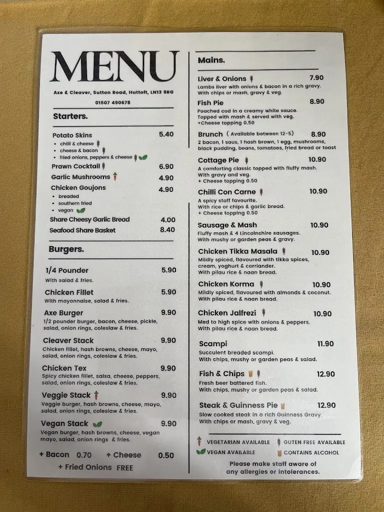 Menu_Axe & Cleaver Inn_Alford_image_4