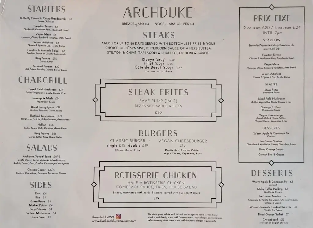 Menu_The Archduke_Waterloo_image_1