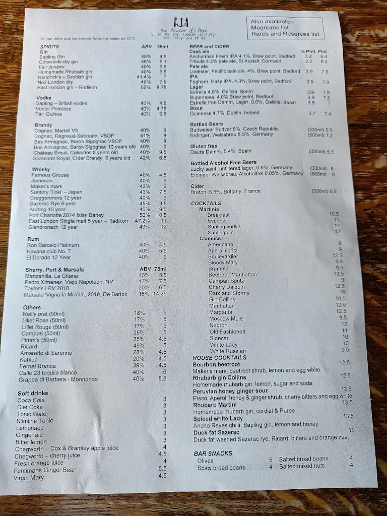 Menu_The Anchor & Hope_Waterloo_image_4