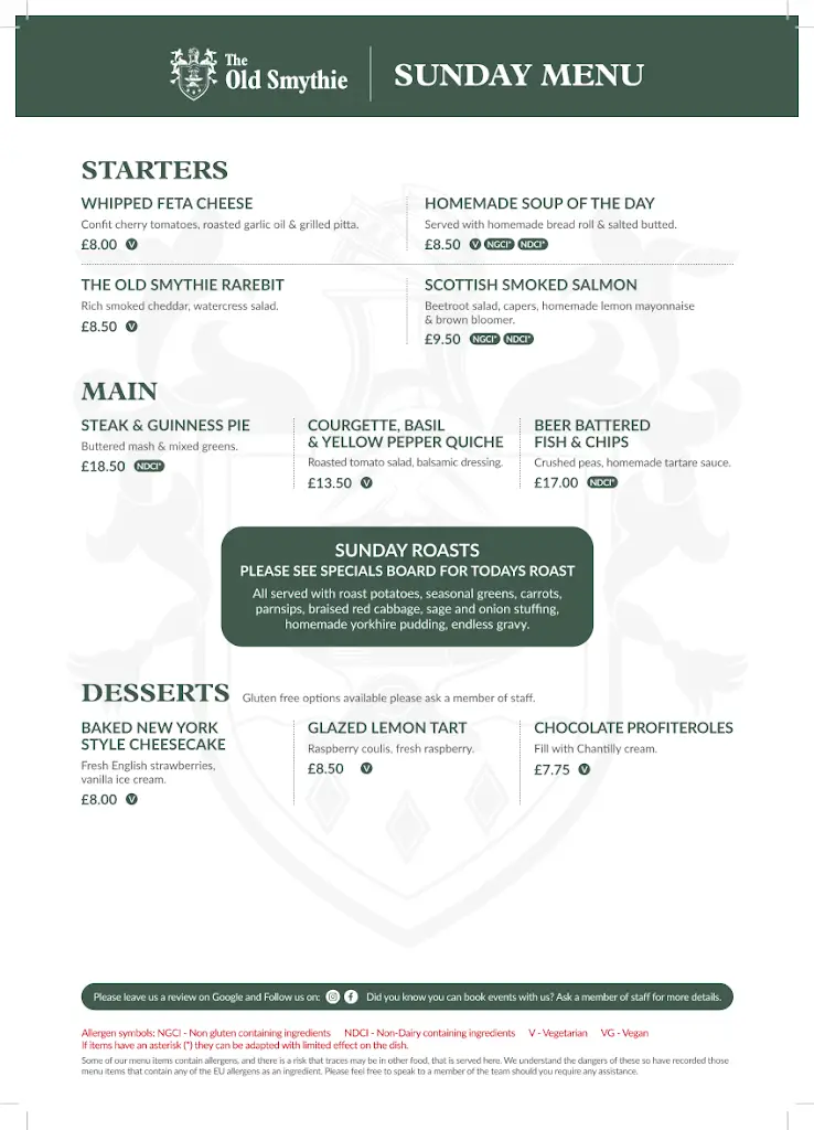 Menu_The Old Smythie Restaurant Wentworth_Wentworth_imagen_2