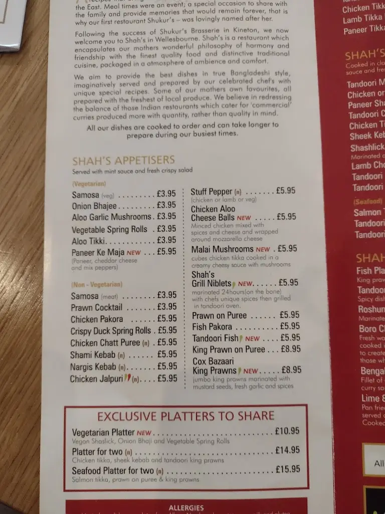 Menu_Shah's_Wellesbourne Mountford_image_4