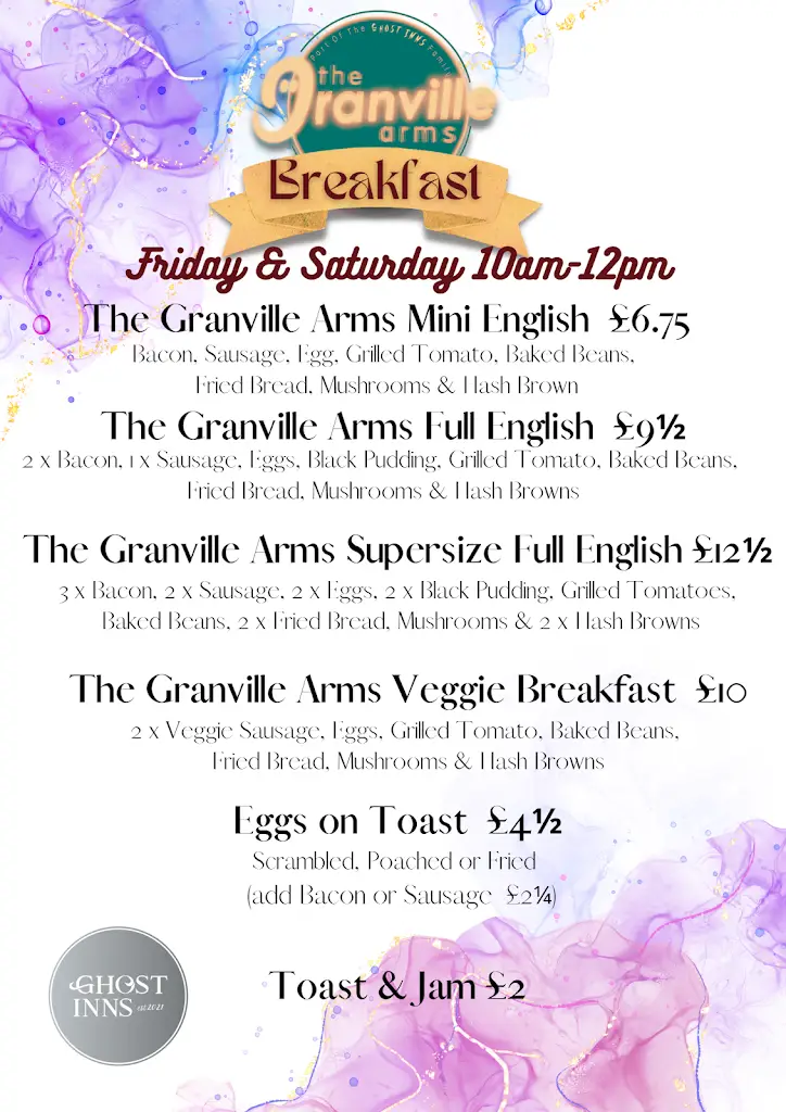 Menu_Granville Arms - Barford_Wellesbourne Mountford_image_1