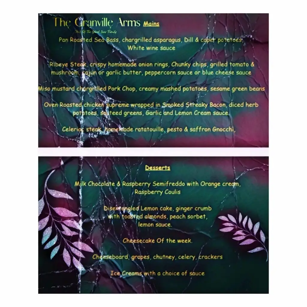 Menu_Granville Arms - Barford_Wellesbourne Mountford_image_4