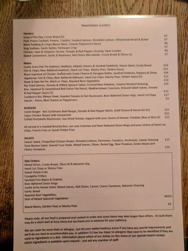 Menu_The Castle Arms Inn_Bedale_immagine_2