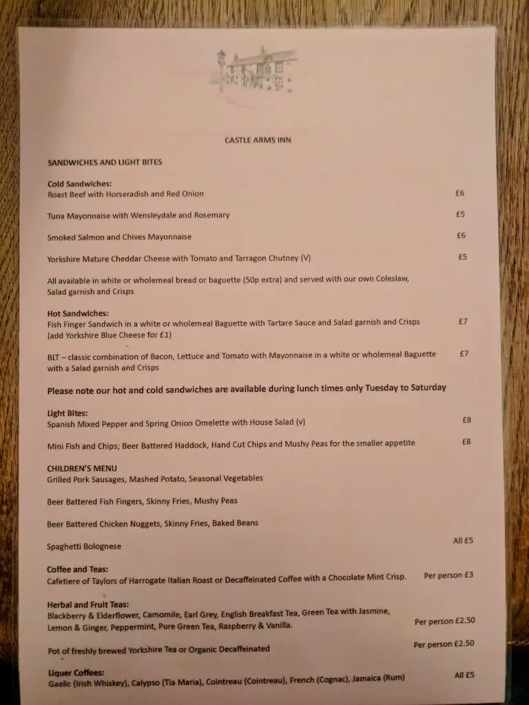 Menu_The Castle Arms Inn_Bedale_immagine_3