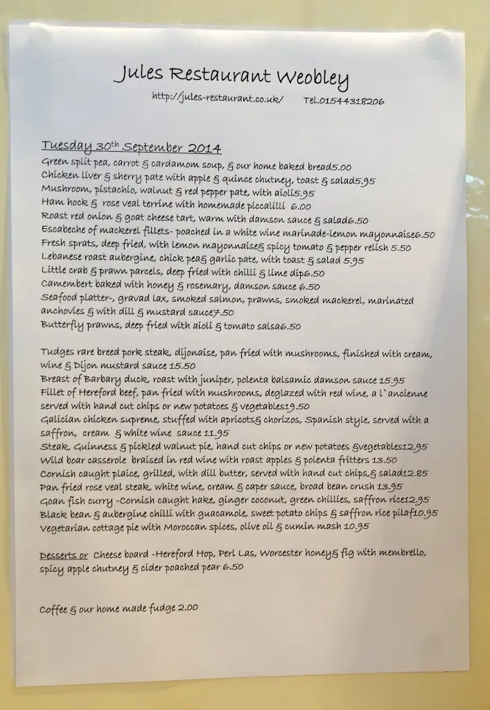 Menu_Jules Restaurant_Weobley_immagine_4