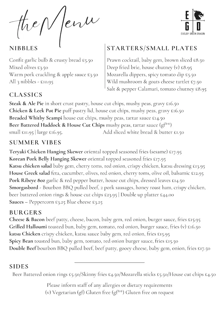 Menu_Exelby Green Dragon_Bedale_image_1
