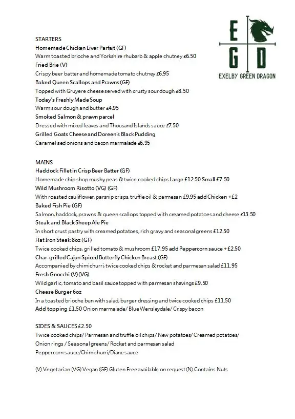 Menu_Exelby Green Dragon_Bedale_image_4
