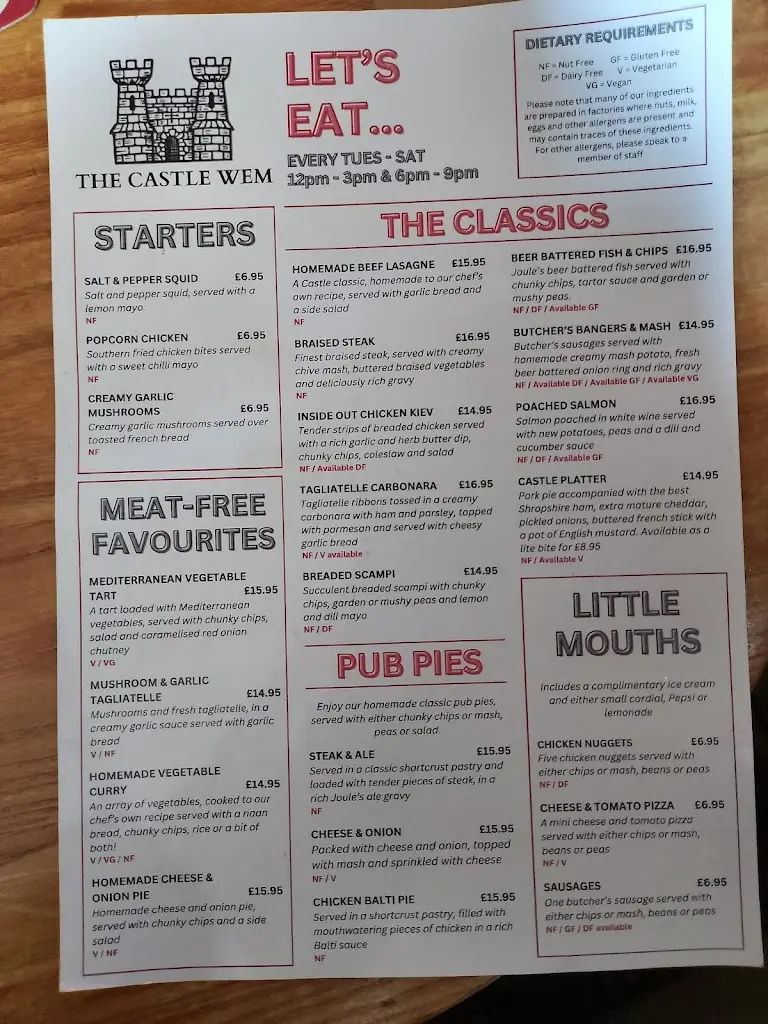 Menu_The Castle Hotel_Wem_image_3