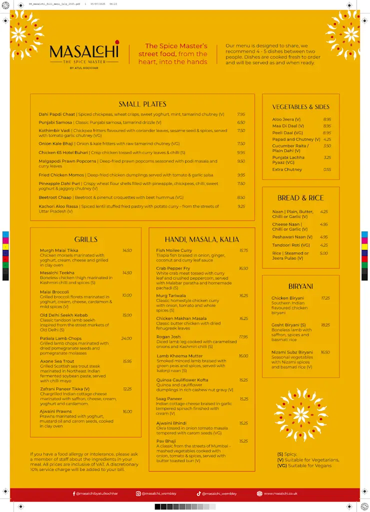 Menu_Masalchi by Atul Kochhar_Wembley_image_1
