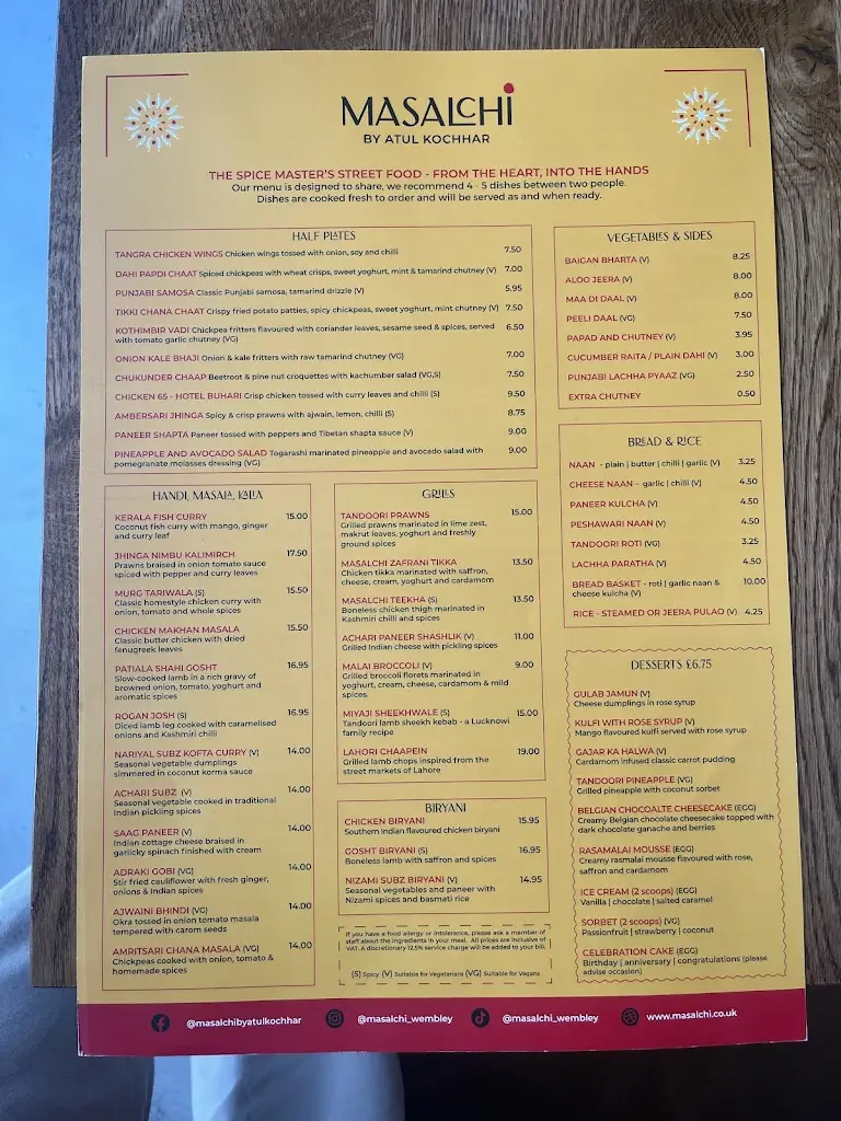 Menu_Masalchi by Atul Kochhar_Wembley_image_2