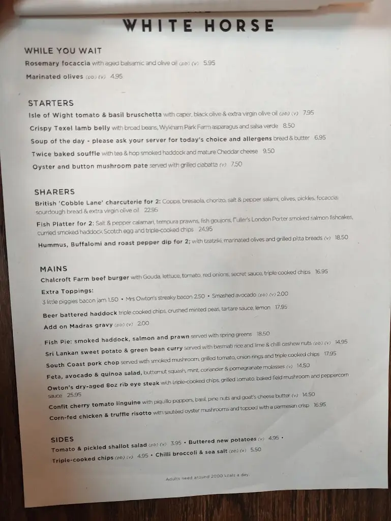 Menu_The White Horse, Wembley_Wembley_image_3