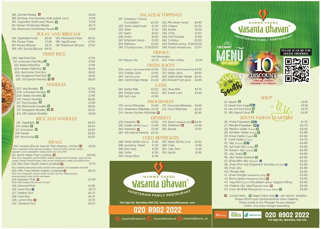 Menu_Vasanta Bhavan Wembley | Indian Pure Veg Restaurant_Wembley_image_2