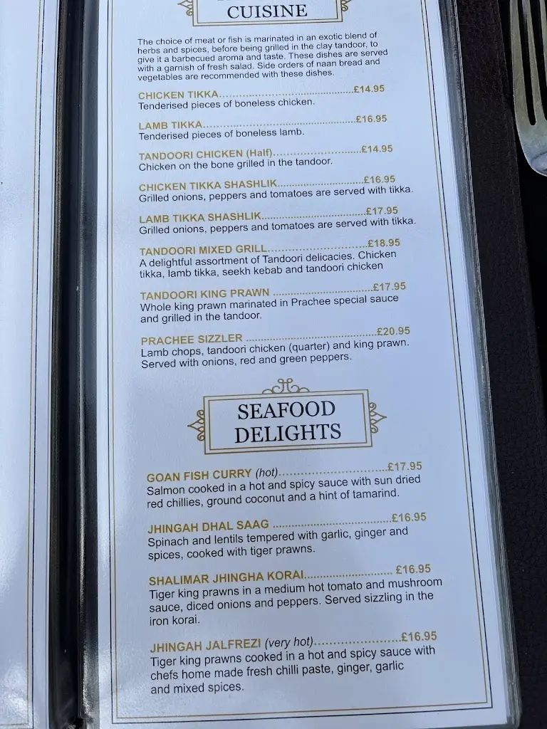Menu_Prachee Indian Restaurant - Westergate - Chichester_Westergate_image_1