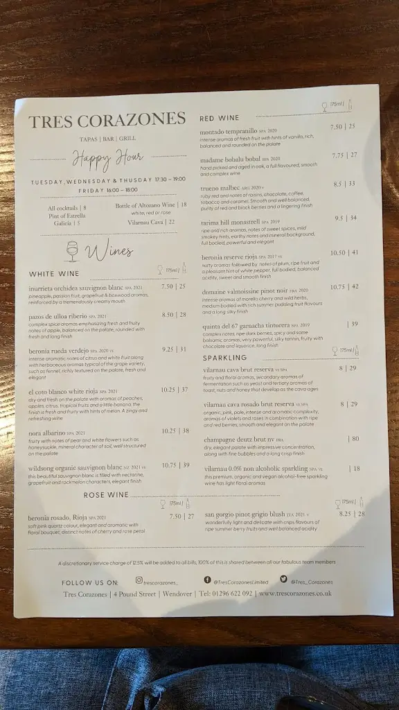 Menu_Tres Corazones_Wendover_image_1