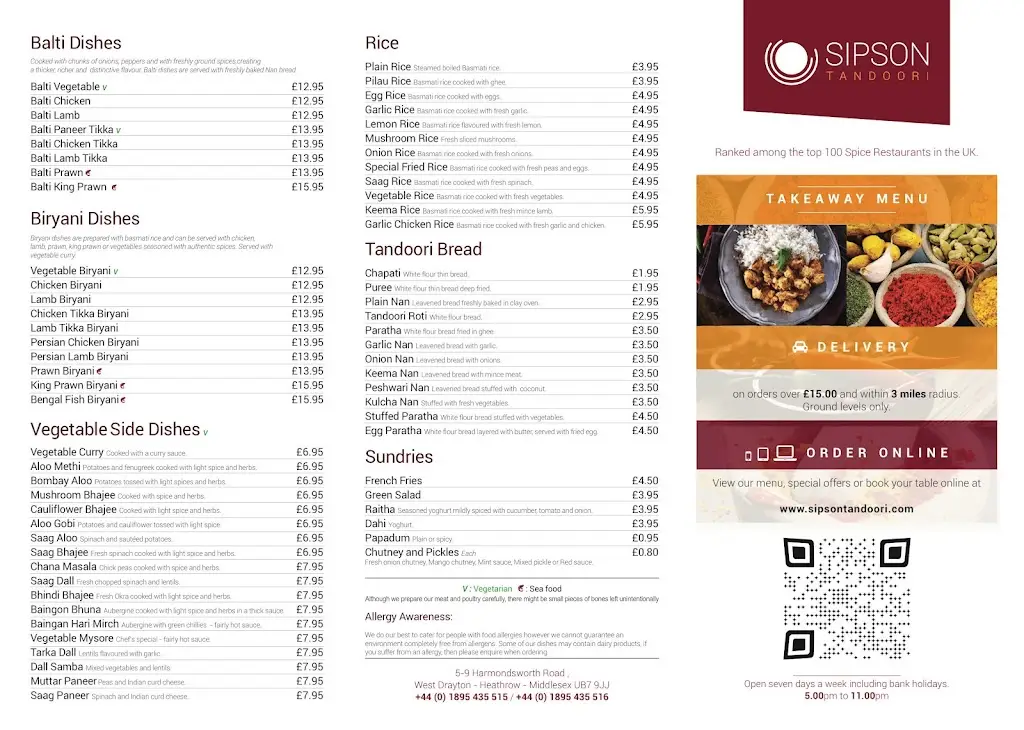 Menu_Sipson Tandoori Indian Restaurant_West Drayton_image_2
