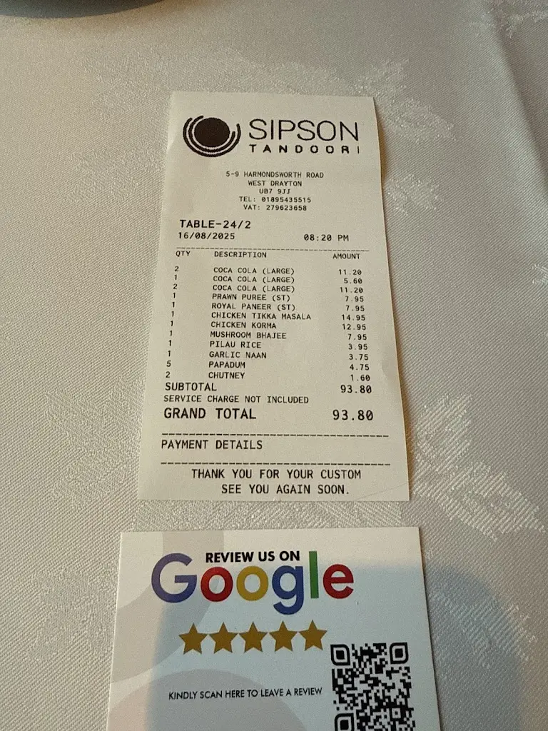 Connor O'Donoghue_Sipson Tandoori Indian Restaurant_West Drayton_review