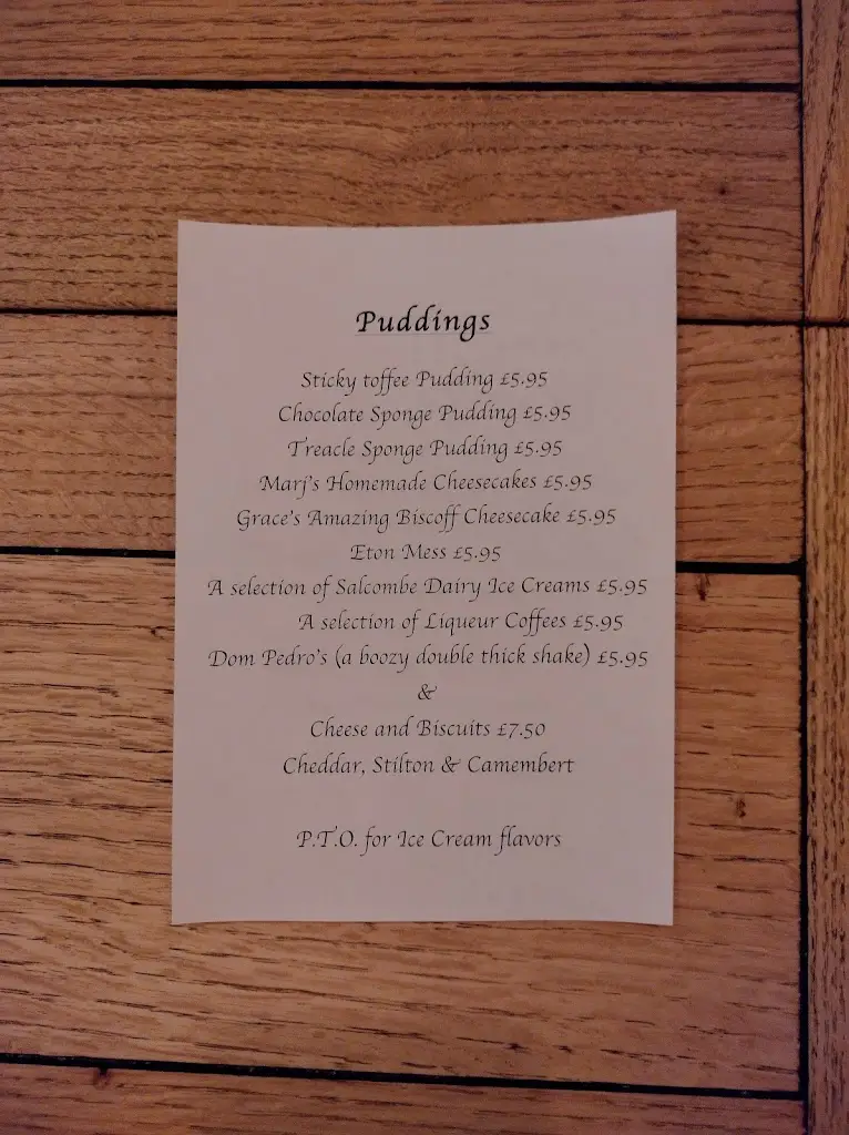 Menu_The George Inn_Westonzoyland_image_2