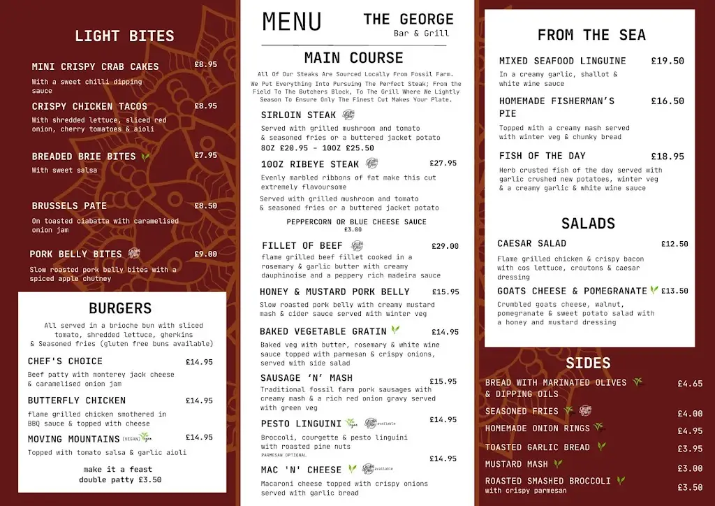 Menu_The George Bar & Grill_Weymouth_image_2