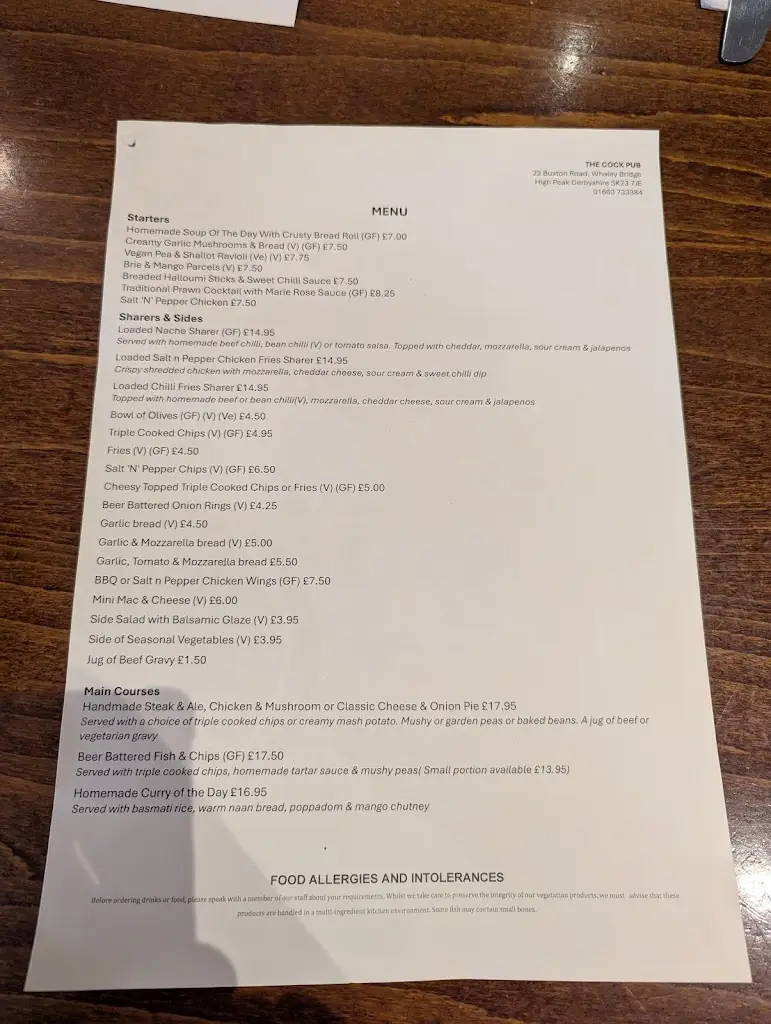 Menu_The Cock Pub, Whaley Bridge_Whaley Bridge_image_2
