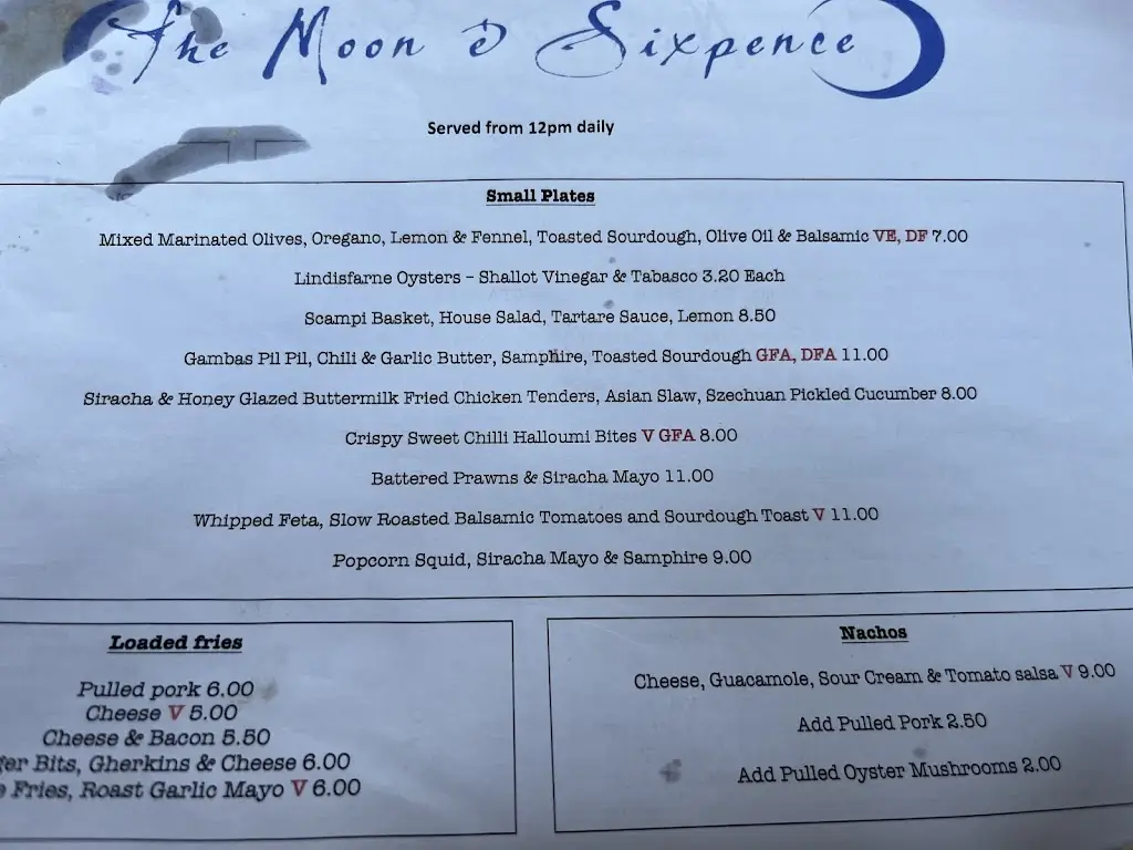 Menu_The Moon & Sixpence_Whitby_image_1