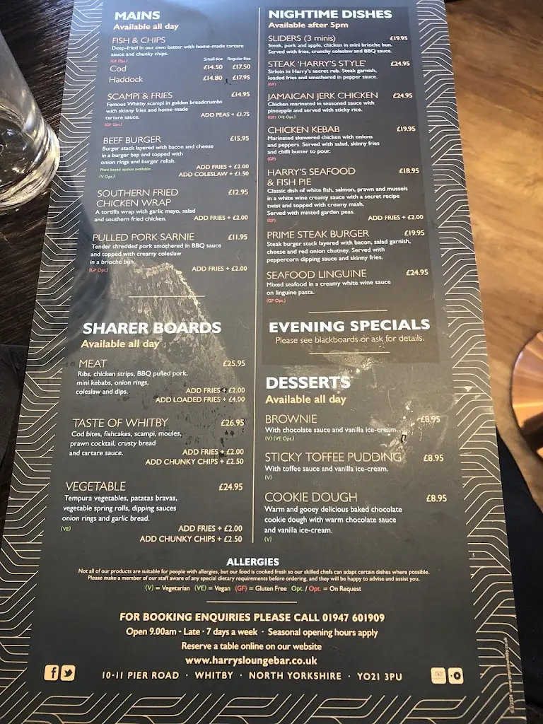 Menu_Harry's Lounge Bar & Brasserie_Whitby_immagine_1