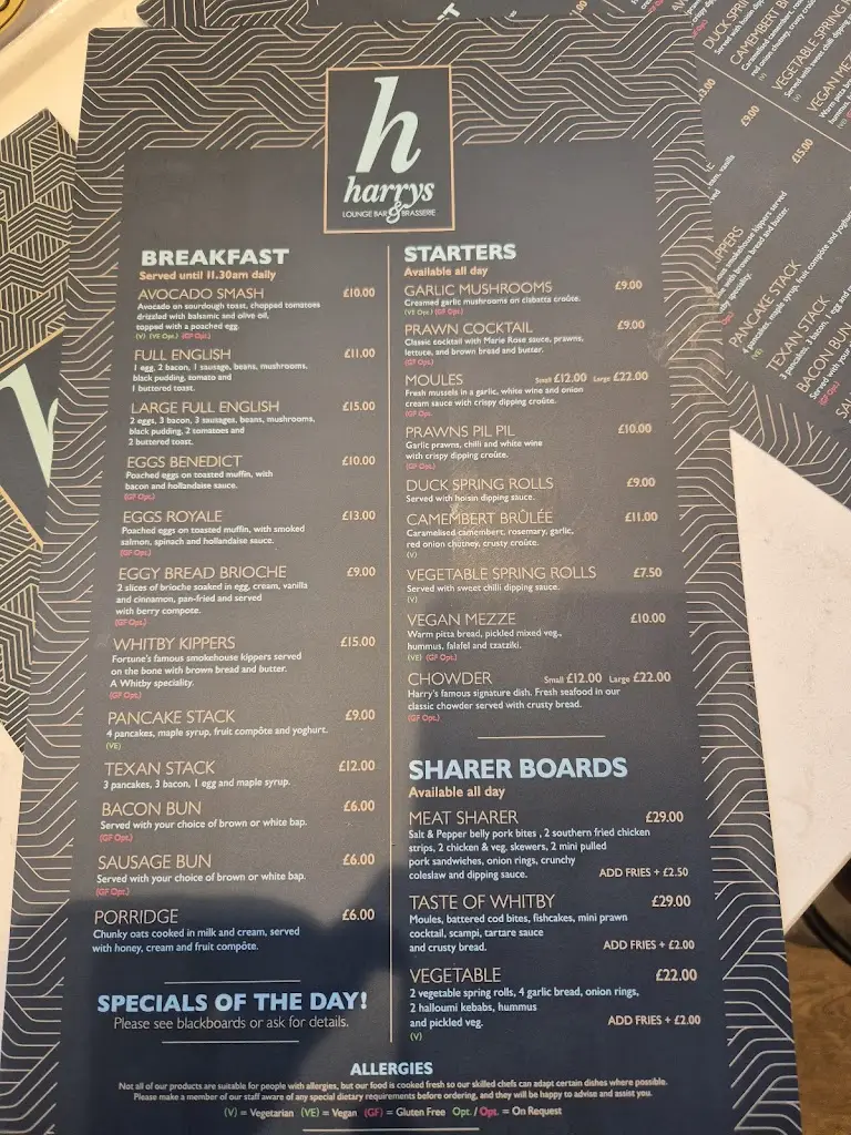 Menu_Harry's Lounge Bar & Brasserie_Whitby_immagine_2