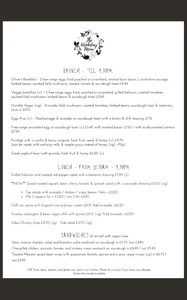 Menu_Oliver's Village Café_Belsize Park_image_3