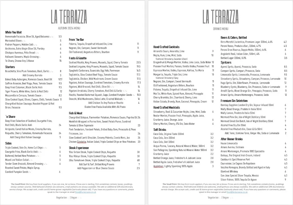Menu_La Terrazza Bedford_Bedford_image_1