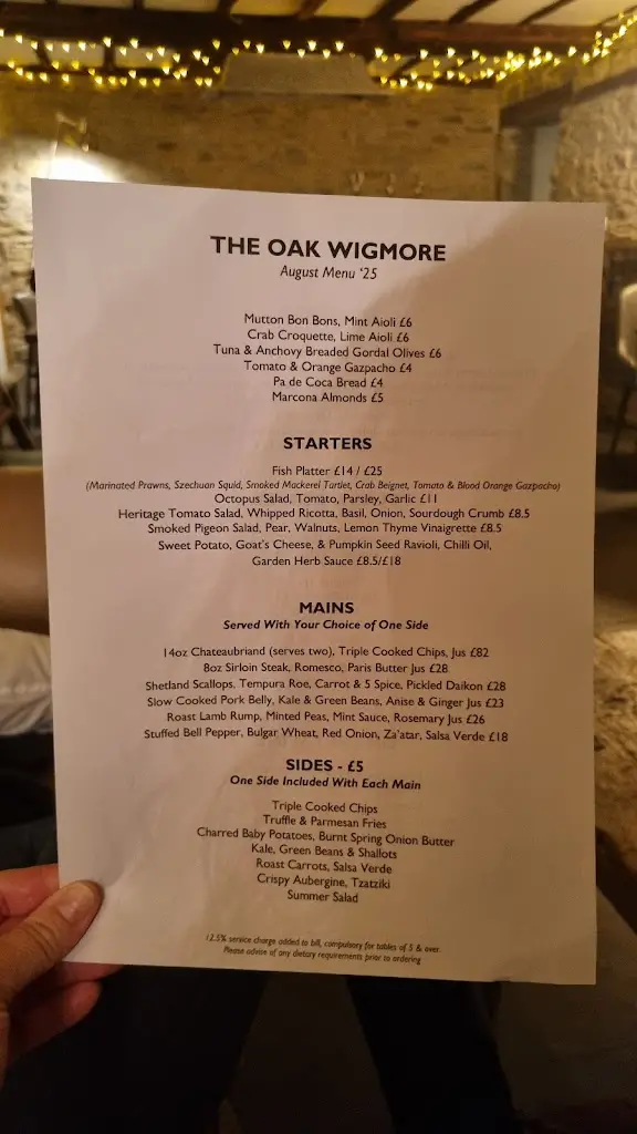 Menu_The Oak Wigmore_Wigmore_immagine_1