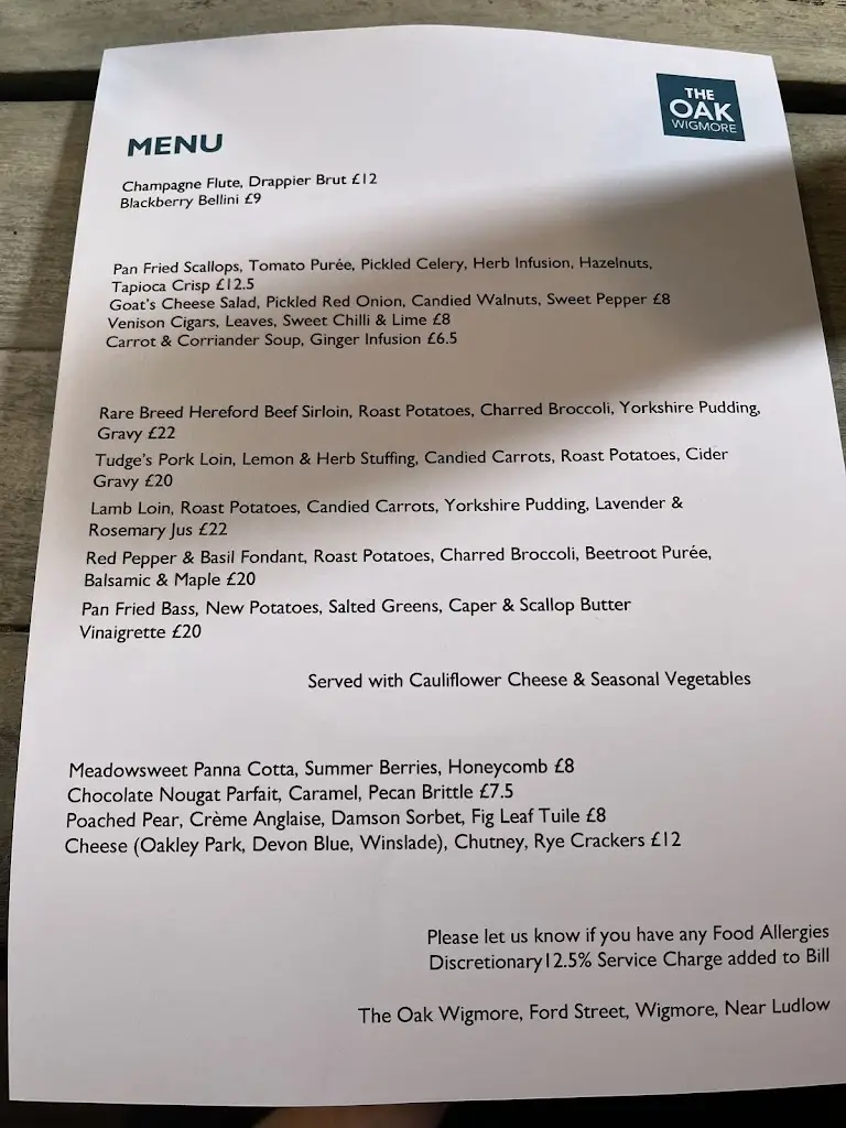 Menu_The Oak Wigmore_Wigmore_immagine_3
