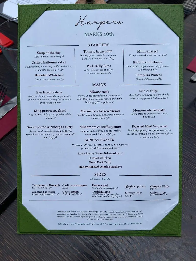 Menu_Harpers Cafe - Bar - Restaurant_West Wickham_image_1