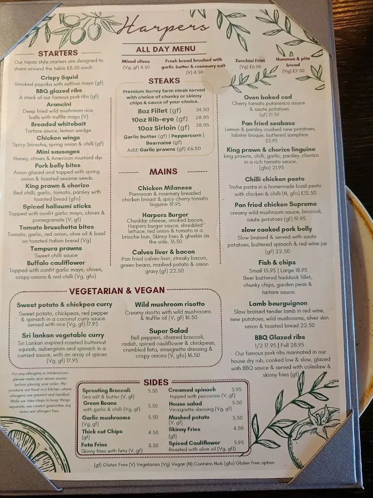 Menu_Harpers Cafe - Bar - Restaurant_West Wickham_image_2