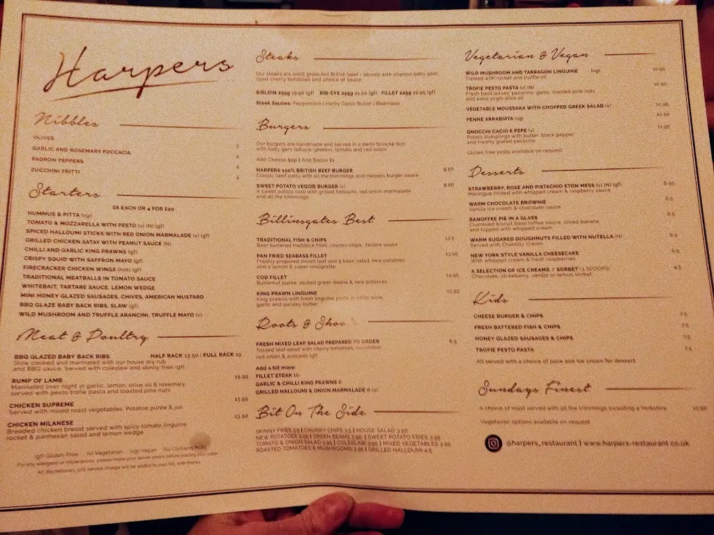 Menu_Harpers Cafe - Bar - Restaurant_West Wickham_image_4
